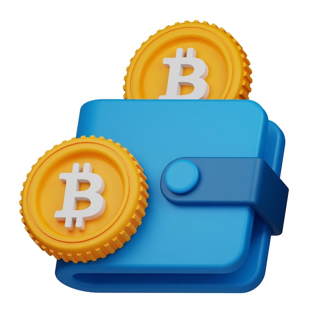 bitcoin wallet 3d icon isolated on the white background