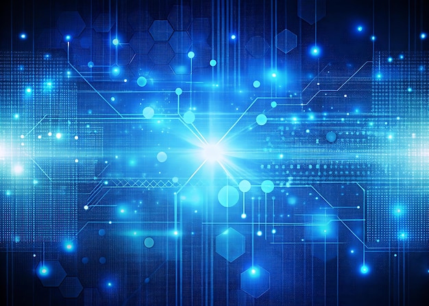 Blå cope space digital bakgrund, AI-genererad