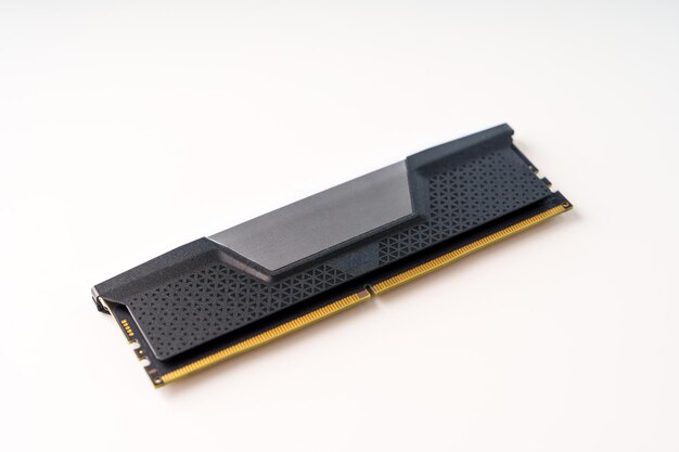 Black and gray computer memory module isolated on white background