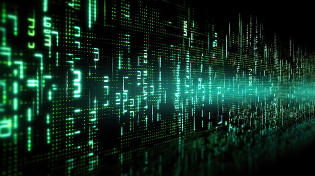 Black and green background with numbers on the screen