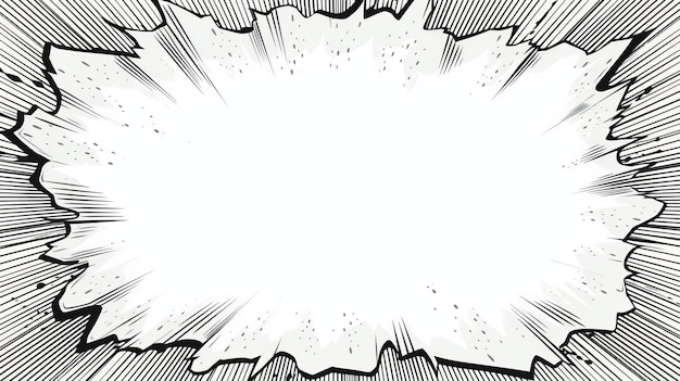 Black And White Comic Explosion Decorative Lines And Strong Facial Expression