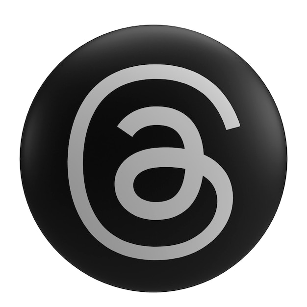 black and white thread 3d icon for social media
