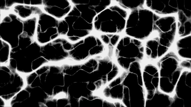 Black background has a pattern of white plasma lines scattered throughout. 