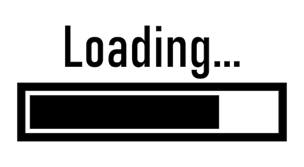 Black icon loading bar isolated on white background with clipping path