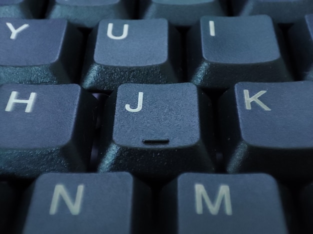 Black keyboard button close up view