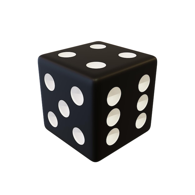 Black play plastic dice Black realistic plastic bone