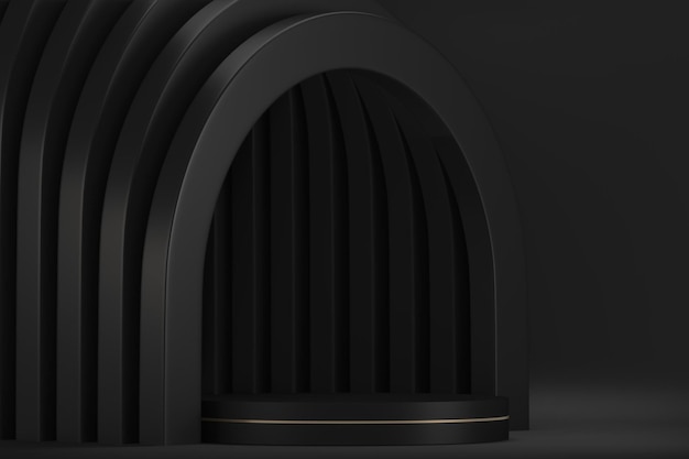 Black stage podium for products decoration suitable 3D rendering