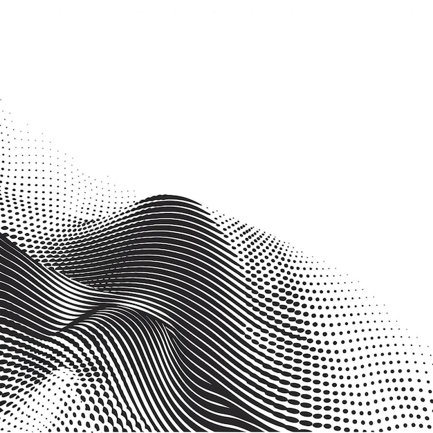 Black wavy halftone on white background