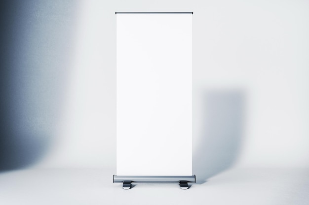 Blank rollup banner mockup with gradient background 3D Rendering
