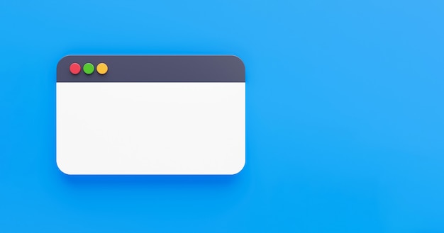 Blank Simple Browser-vindue Symbol i 3D-gengivelse isoleret på blå baggrund