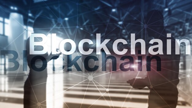 Blockchain technology Concept on server background Data encryption