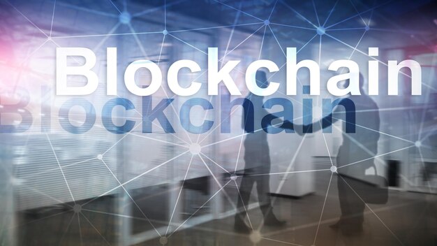 Blockchain technology Concept on server background Data encryption