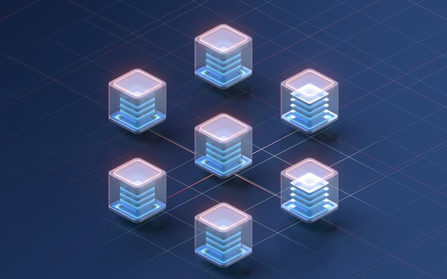 Blockkedjor med svart bakgrund 3D-rendering