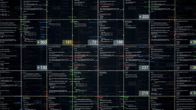 Blocks of abstract program code flowing and changing on black background Animation Data flowing on the screen of a computer or laptop IT software development and hacking concept