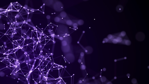 blue abstract background with connection lines dots and triangles technology network connection digital structure of particles 3d rendering