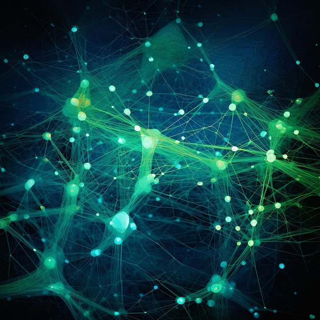Blue and Green Network Lines form a Futuristic