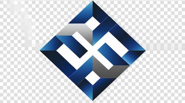 blue and white abstract 3d icon on a transparent background