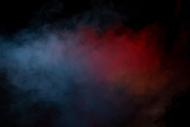Blue and yellow steam on a black background