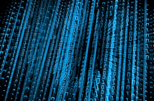 Blue binary cyber circuit future technology concept background