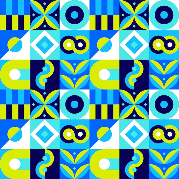 Blue Geometric Square Seamless Pattern