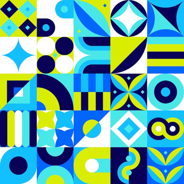 Blue Geometrical Square Seamless Pattern