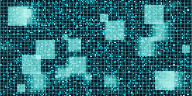 Blue mixed green background Square blur, square, abstract blur mosaic, illustration for science, business or technology 3d illustration