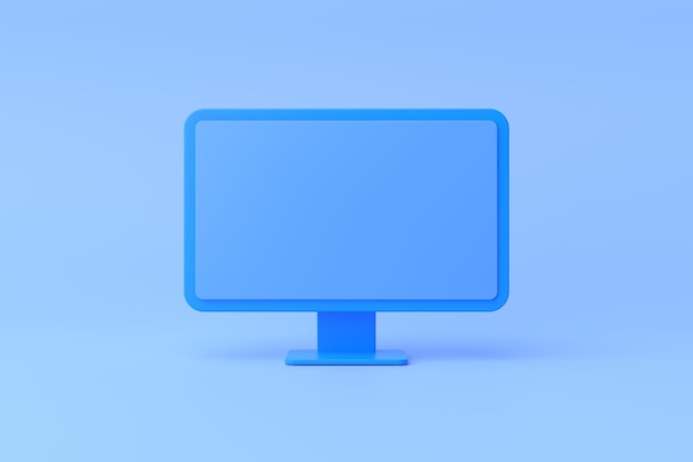 Blue pc monitor 3d render illustration