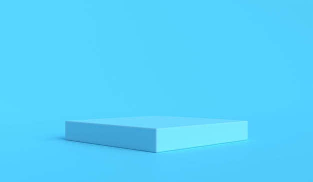 Blue square podium stage 3d render illustration