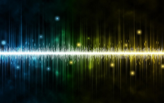 Blueyellow equalizer sound wave on black background