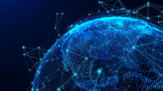 Bølge af partikler. Abstrakt baggrund med en dynamisk bølge. Big data