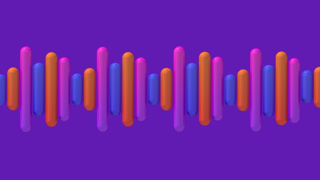 Bright colorful blocks in a row Purple background Abstract illustration 3d render