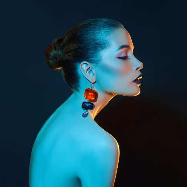 bright contrast makeup beauty portrait woman