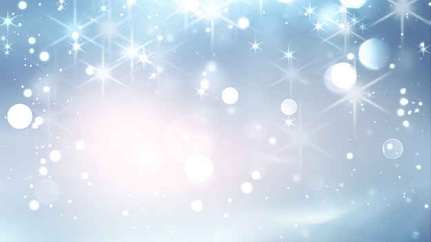 Bright festive winter background with radiant bokeh effect