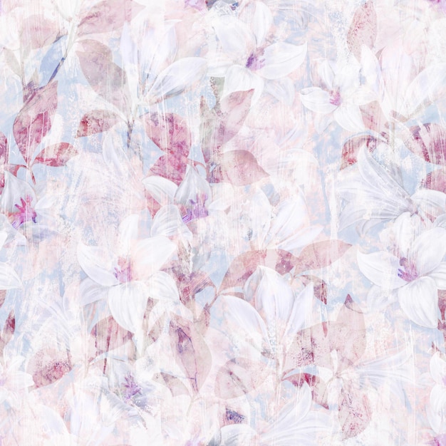 Bright Lilies Wallpaper Decorative seamless pattern Repeating background Tileable wallpaper print