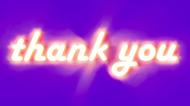 Bright thank you phrase on a purple stage thankfulness and gratitude 3D illustration