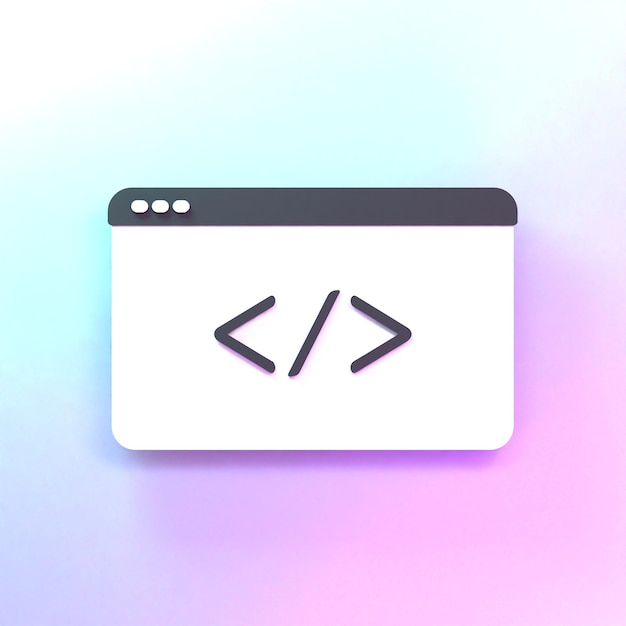 Browser window with a piece of code 3d render illustration