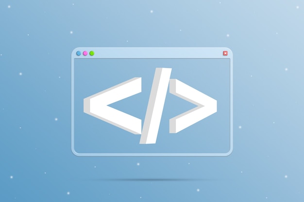browser window with programming icon 3d