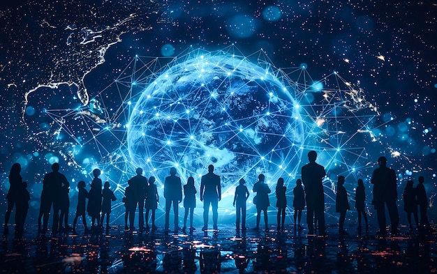 Business concept of technology in group of people Concept of teamwork
