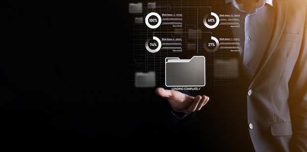 Business developer hand using board framework on virtual modern computer showing innovation Agile software development lean project management tool fast changes concept.Document Management System DMS