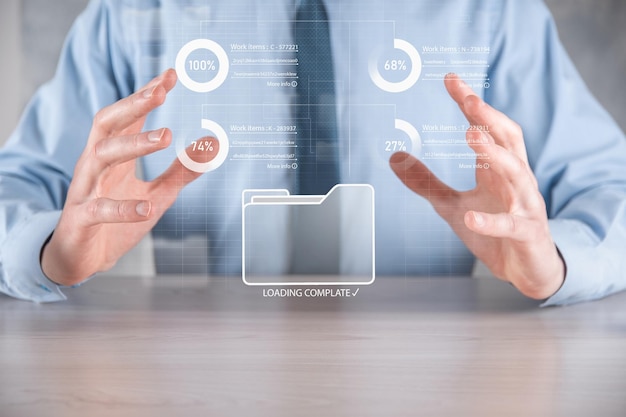 Business developer hand using board framework on virtual modern computer showing innovation Agile software development lean project management tool fast changes concept.Document Management System DMS