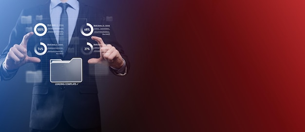business developer hand using board framework on virtual modern computer showing innovation agile software development lean project management tool fast changes conceptdocument management system dms