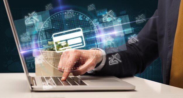 business hand working in stock market