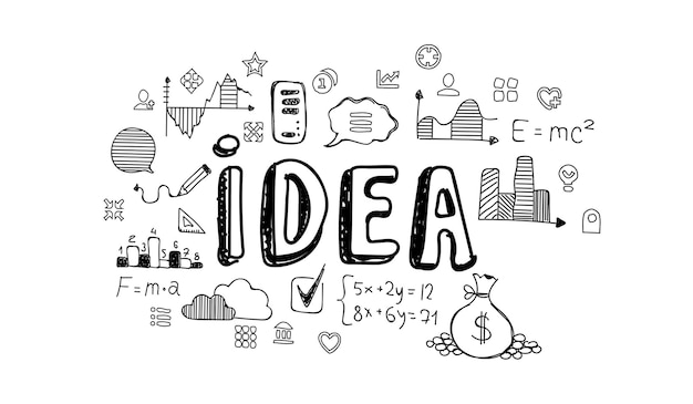 Business idea and creativity concept. Mixed media