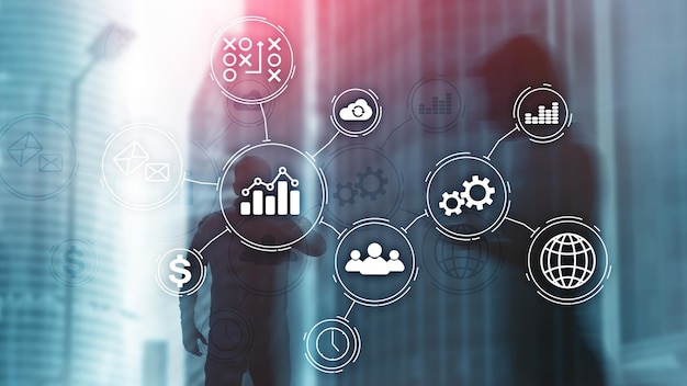 business process automation concept on blurred background