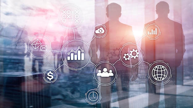 business process automation concept on blurred background