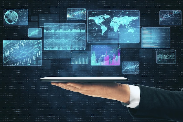 Businessman hand holding tablet