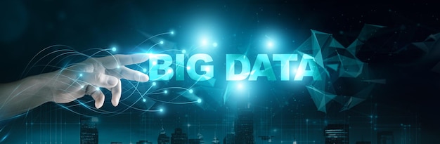 Businessman touching Big Data word on global network connection concept
