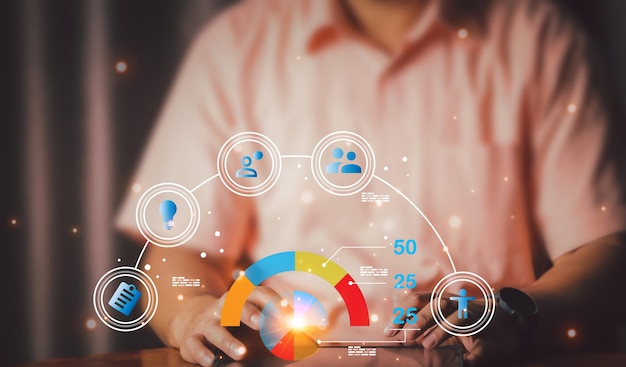 Businessman using mobile smart phone Business global internet connection application technology and digital marketing Financial and banking Digital link tech big data