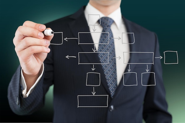 businesswoman with an empty diagram