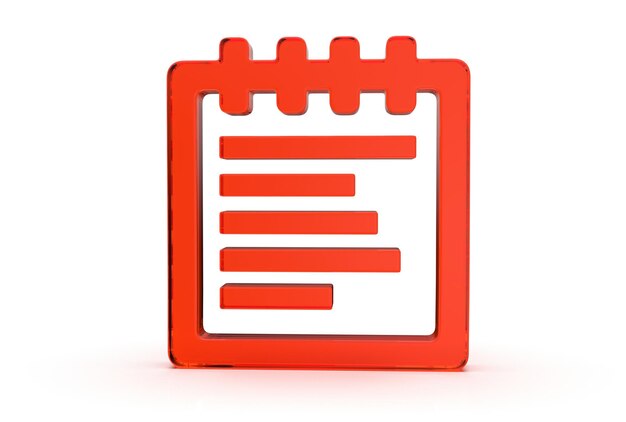 Calendar icon 3d rendered isolated on white background with shadow